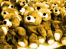 A collection of the teddy bear prizes.
