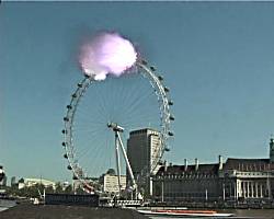 The London Eye struck by a comet.