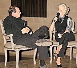 Daniele Mannelli being interviewed by Christiane Surdiacourt.