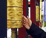 Tibetan prayer wheels.