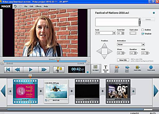 Screen shot of Magix Video Easy edit screen.
