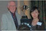 Miss Chang receives the Daily Mail
	salver.