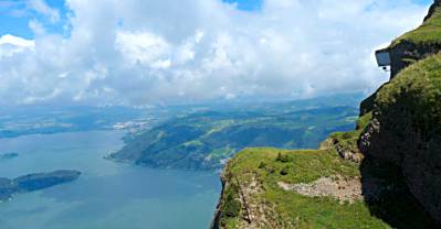 Photograph of photographs on a promontory at Rigi.