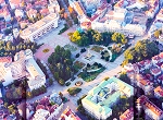Aerial view of Ruse central square.