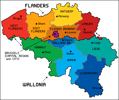 Map of the Belgian regions.