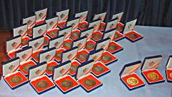 Picture of UNICA medals waiting to be presented.
