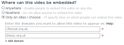 Vimeo embedding settings.  